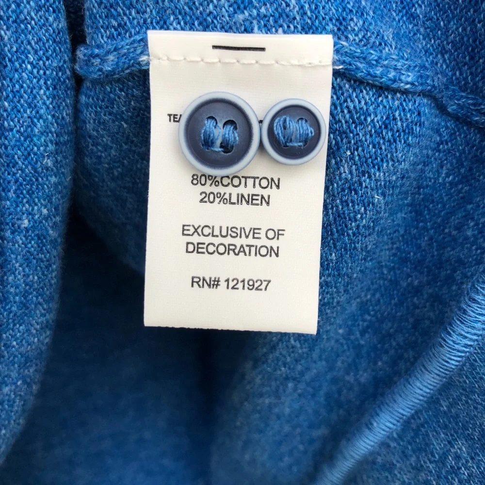 Johnnie-O Ash Cotton & Linen Henley Sweater Oceanside Blue M